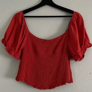 F21 Blood Orange cinched sleeve crop top